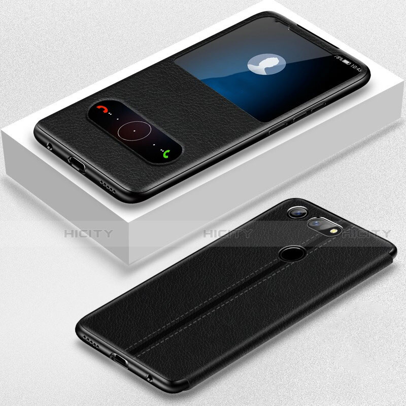 Coque Portefeuille Livre Cuir Etui Clapet T02 pour Huawei Honor V20 Noir Plus