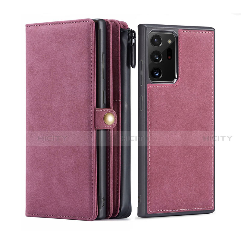 Coque Portefeuille Livre Cuir Etui Clapet T02 pour Samsung Galaxy Note 20 Ultra 5G Vin Rouge Plus
