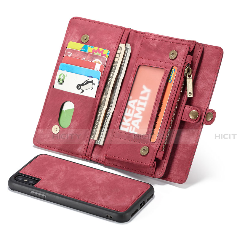 Coque Portefeuille Livre Cuir Etui Clapet T03 pour Apple iPhone X Rouge Plus
