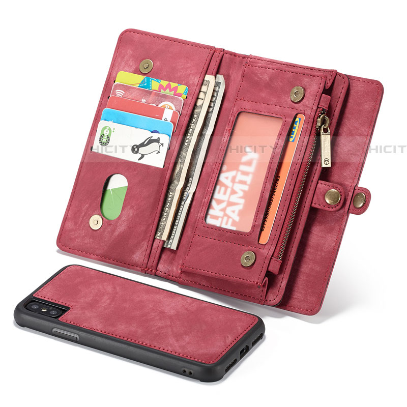 Coque Portefeuille Livre Cuir Etui Clapet T03 pour Apple iPhone Xs Rouge Plus