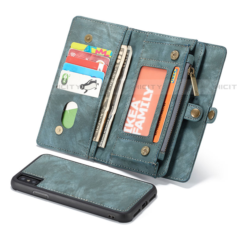Coque Portefeuille Livre Cuir Etui Clapet T03 pour Apple iPhone Xs Vert Plus