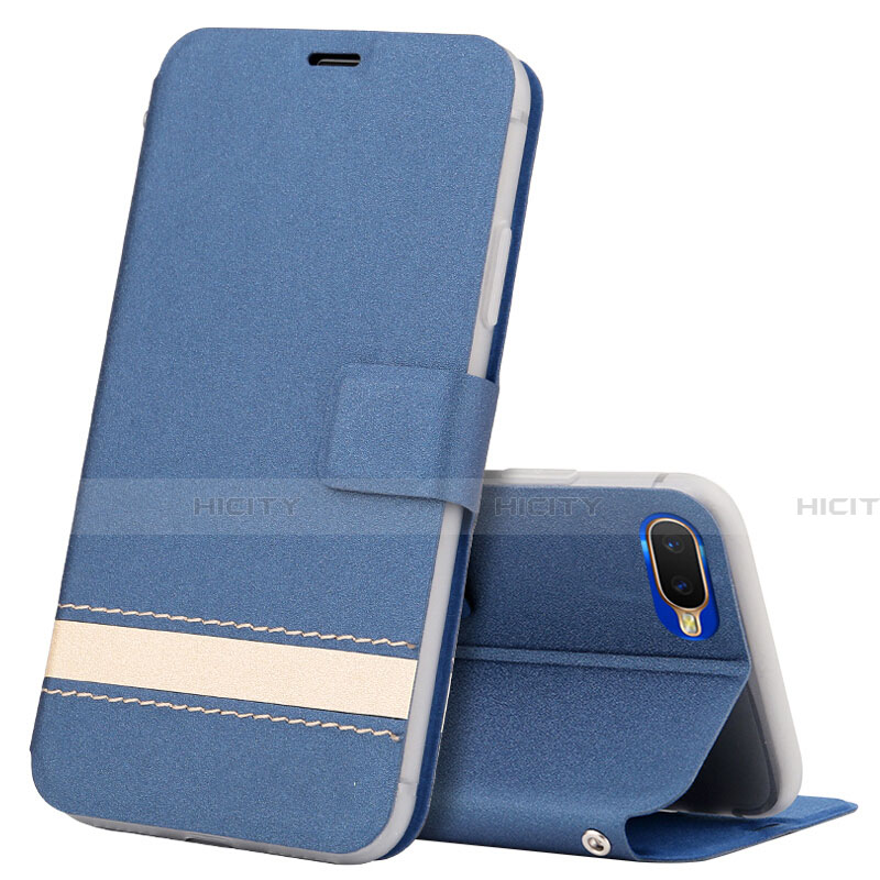 Coque Portefeuille Livre Cuir Etui Clapet T03 pour Oppo K1 Bleu Plus