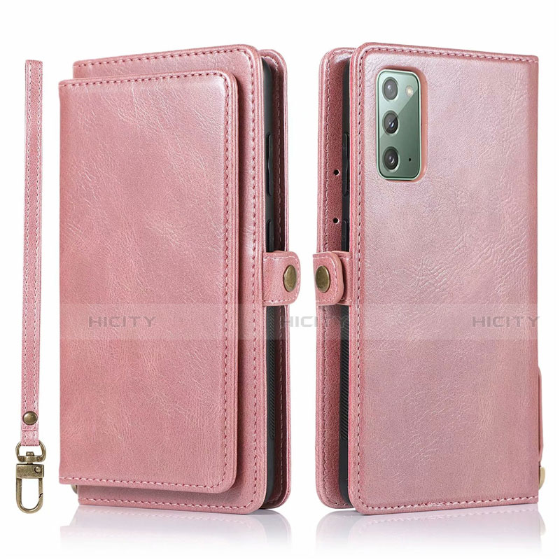 Coque Portefeuille Livre Cuir Etui Clapet T03 pour Samsung Galaxy Note 20 5G Or Rose Plus