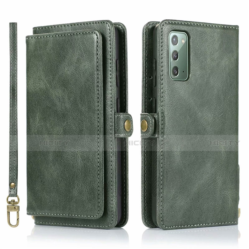 Coque Portefeuille Livre Cuir Etui Clapet T03 pour Samsung Galaxy Note 20 5G Vert Plus