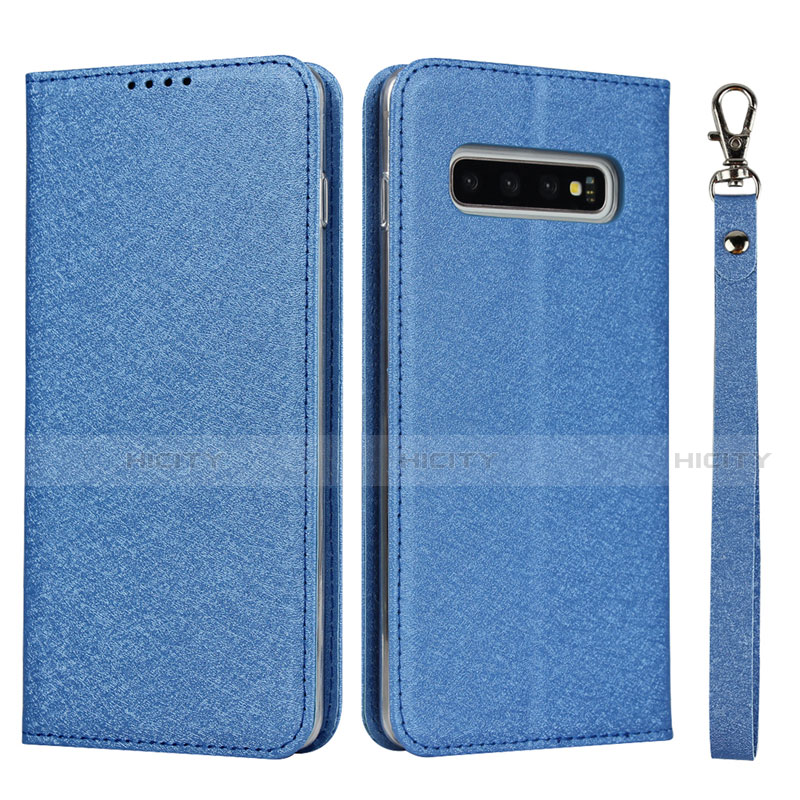 Coque Portefeuille Livre Cuir Etui Clapet T03 pour Samsung Galaxy S10 5G Bleu Plus