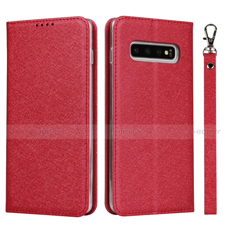 Coque Portefeuille Livre Cuir Etui Clapet T03 pour Samsung Galaxy S10 5G Rouge Plus