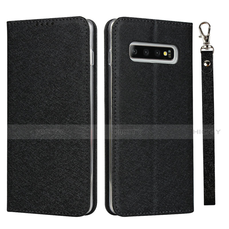 Coque Portefeuille Livre Cuir Etui Clapet T03 pour Samsung Galaxy S10 Noir Plus