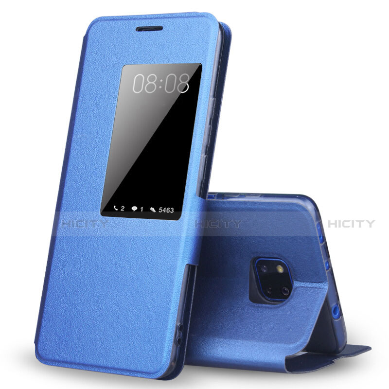 Coque Portefeuille Livre Cuir Etui Clapet T04 pour Huawei Mate 20 Pro Bleu Plus