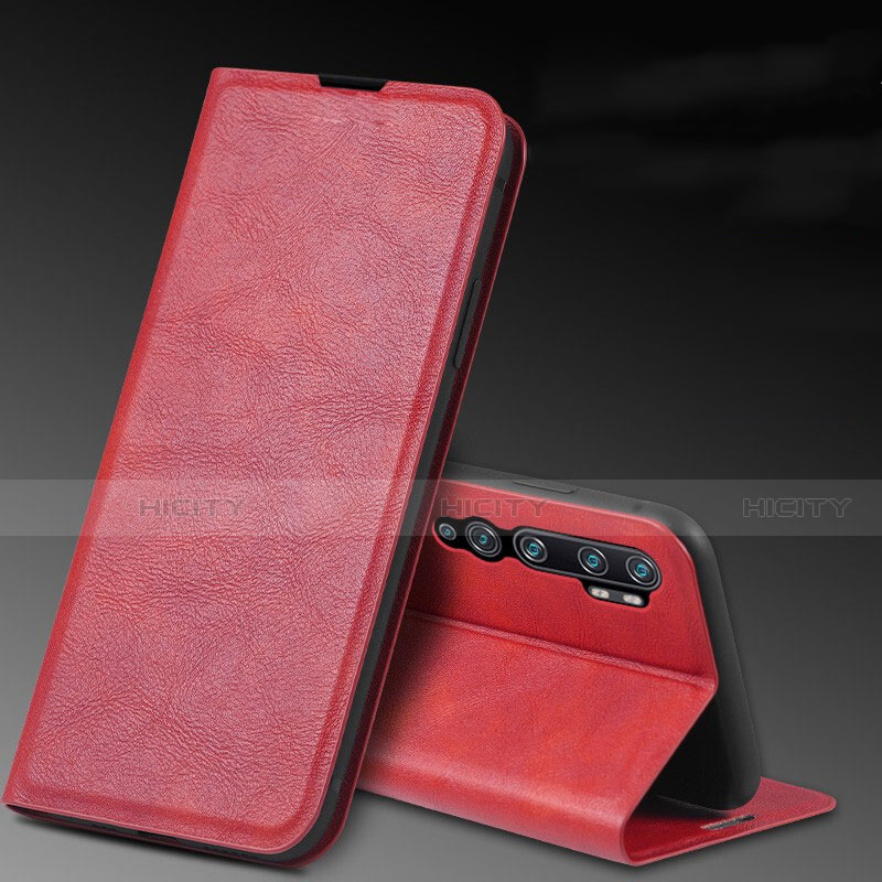 Coque Portefeuille Livre Cuir Etui Clapet T04 pour Xiaomi Mi Note 10 Pro Rouge Plus