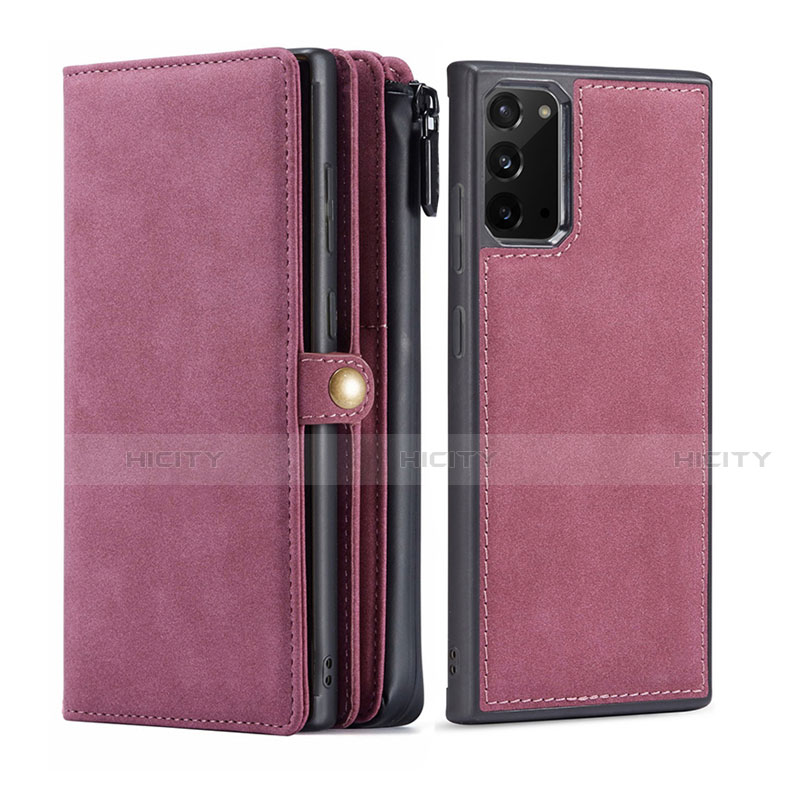 Coque Portefeuille Livre Cuir Etui Clapet T05 pour Samsung Galaxy Note 20 5G Vin Rouge Plus