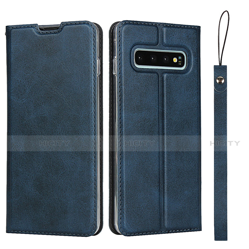 Coque Portefeuille Livre Cuir Etui Clapet T05 pour Samsung Galaxy S10 Bleu Plus