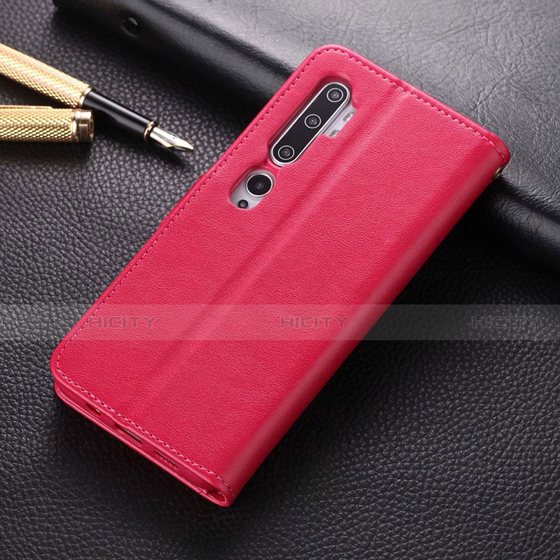 Coque Portefeuille Livre Cuir Etui Clapet T05 pour Xiaomi Mi Note 10 Rose Rouge Plus