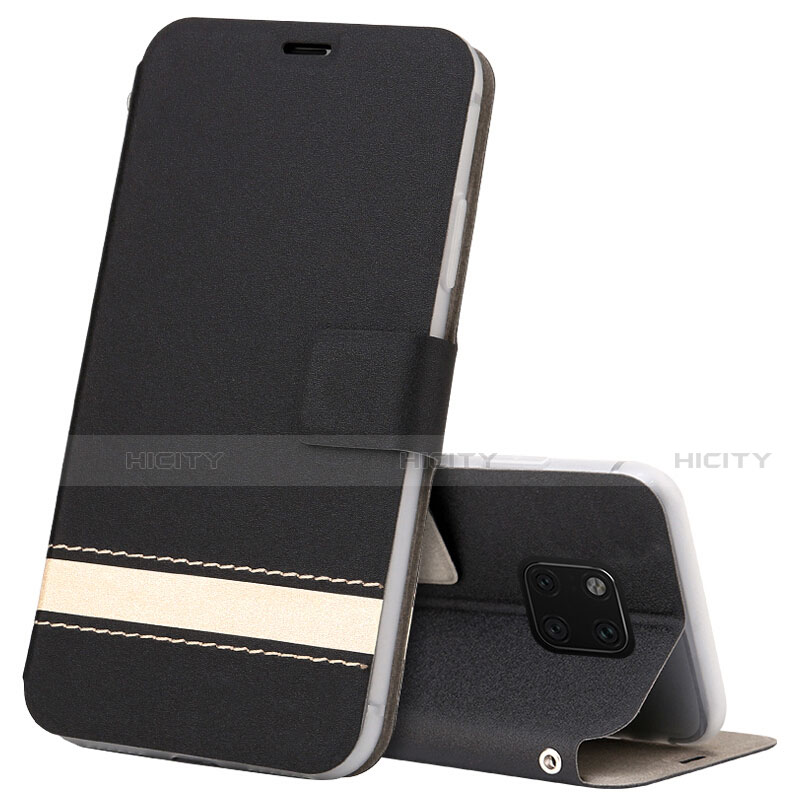 Coque Portefeuille Livre Cuir Etui Clapet T06 pour Huawei Mate 20 Pro Noir Plus