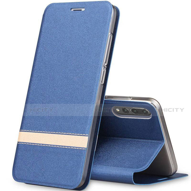 Coque Portefeuille Livre Cuir Etui Clapet T06 pour Huawei P20 Pro Bleu Plus