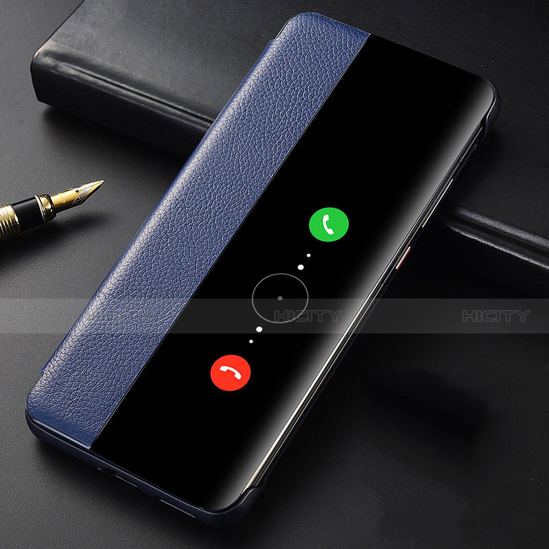 Coque Portefeuille Livre Cuir Etui Clapet T06 pour Huawei P40 Pro Bleu Plus