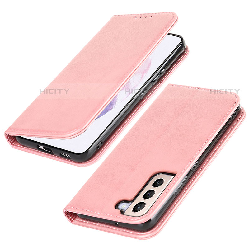 Coque Portefeuille Livre Cuir Etui Clapet T06D pour Samsung Galaxy S21 5G Rose Plus