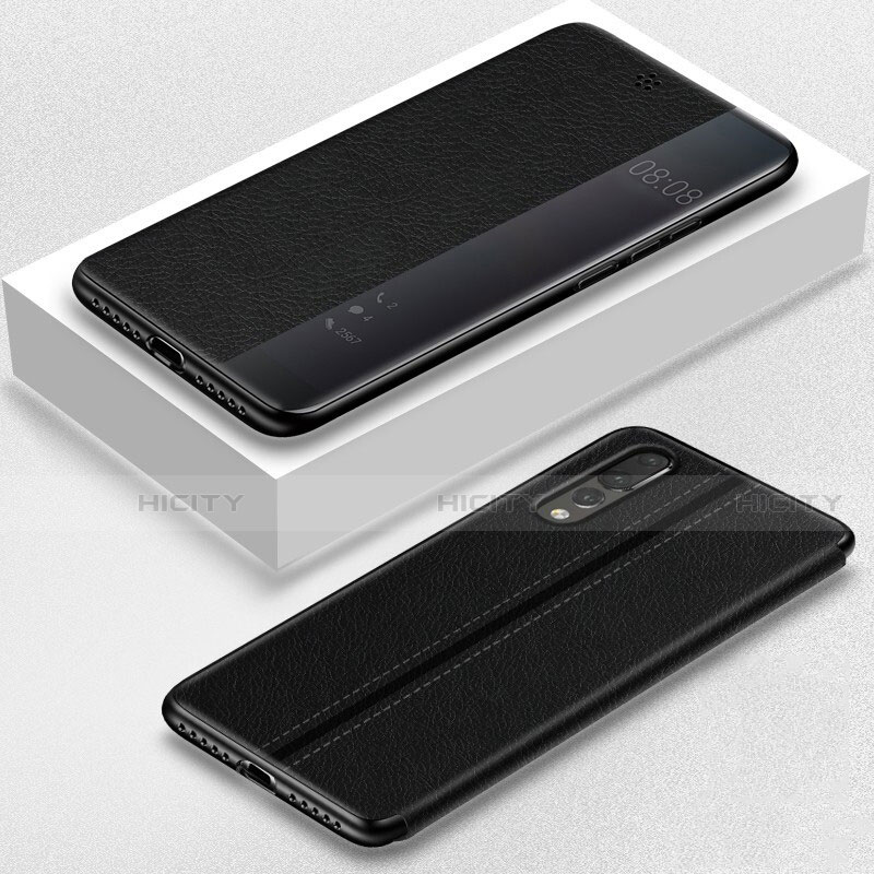 Coque Portefeuille Livre Cuir Etui Clapet T07 pour Huawei P20 Pro Noir Plus