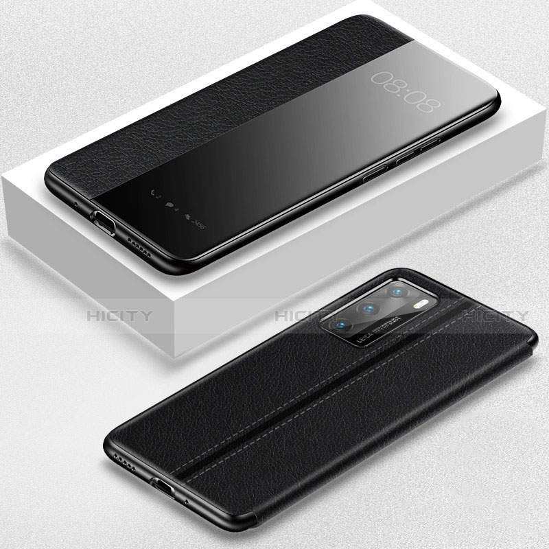 Coque Portefeuille Livre Cuir Etui Clapet T07 pour Huawei P40 Noir Plus