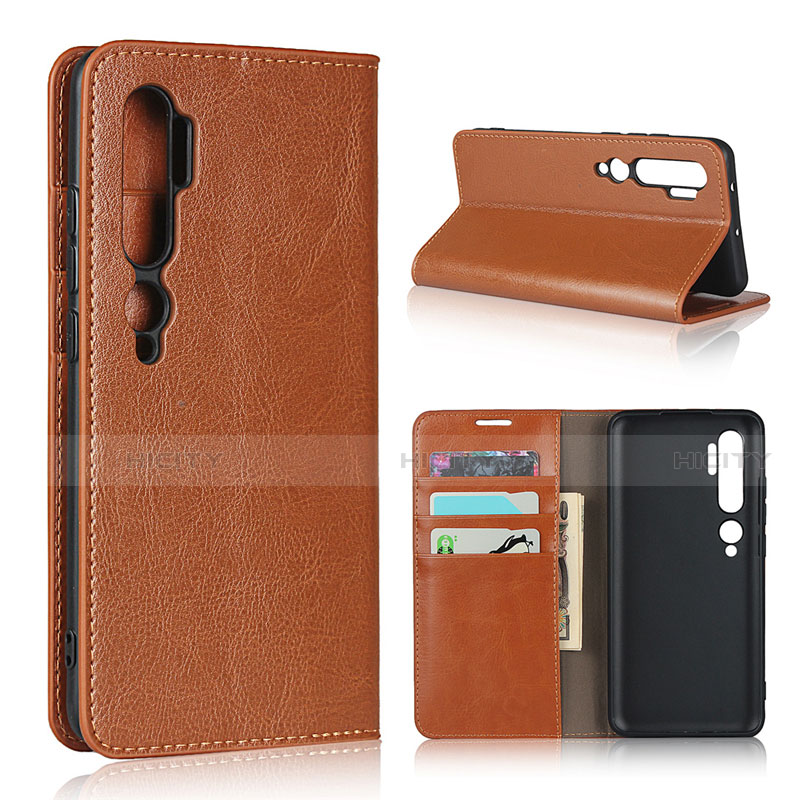 Coque Portefeuille Livre Cuir Etui Clapet T07 pour Xiaomi Mi Note 10 Orange Plus