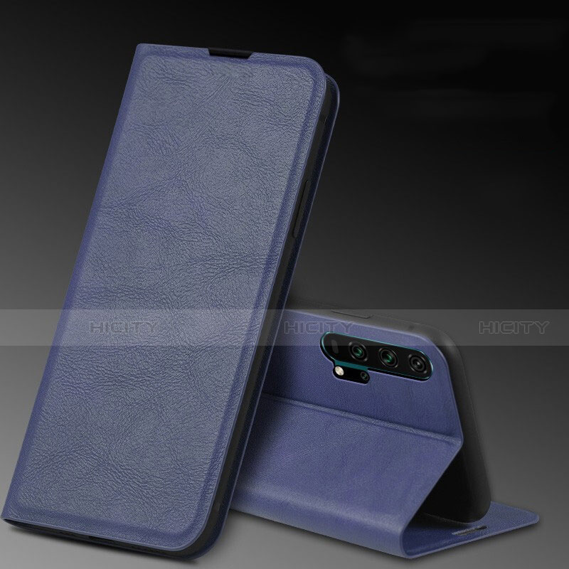 Coque Portefeuille Livre Cuir Etui Clapet T08 pour Huawei Honor 20 Pro Bleu Plus