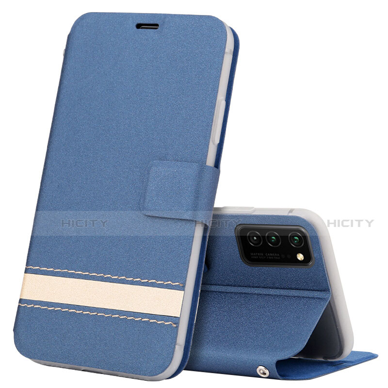 Coque Portefeuille Livre Cuir Etui Clapet T08 pour Huawei Honor V30 Pro 5G Bleu Plus
