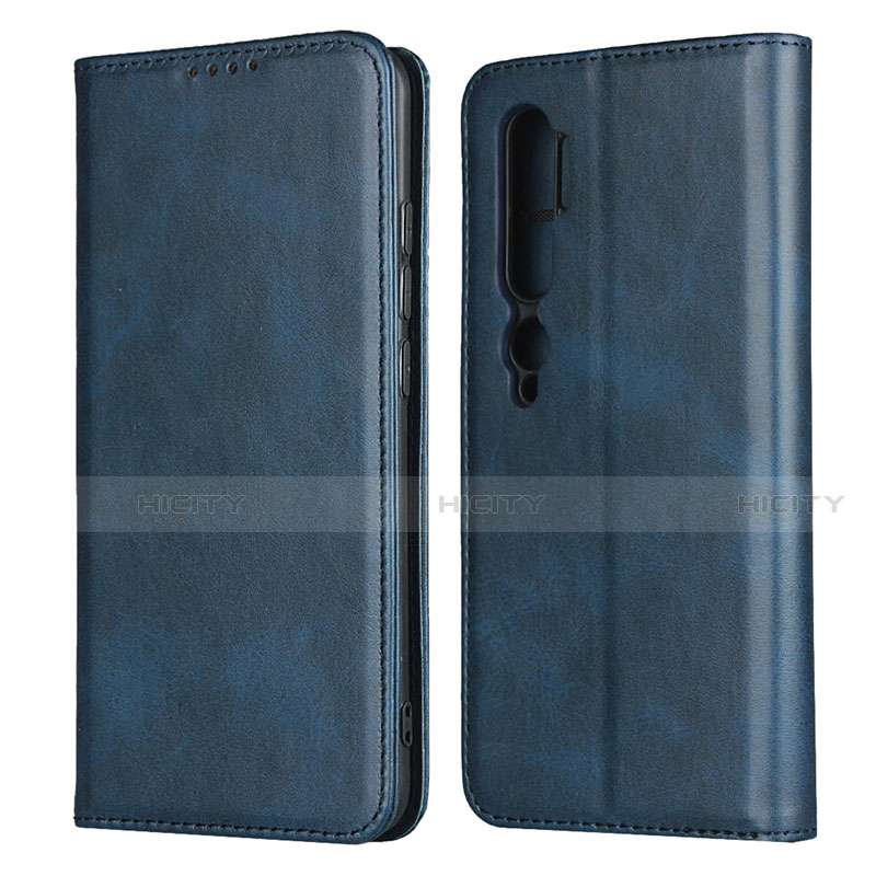 Coque Portefeuille Livre Cuir Etui Clapet T08 pour Xiaomi Mi Note 10 Bleu Plus