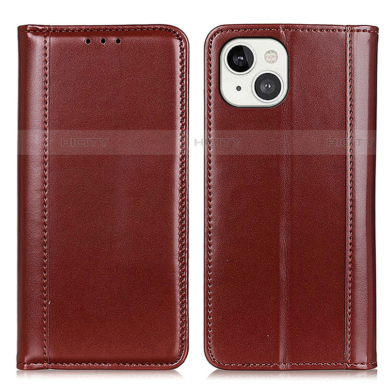 Coque Portefeuille Livre Cuir Etui Clapet T09 pour Apple iPhone 14 Marron Plus
