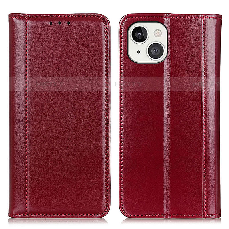 Coque Portefeuille Livre Cuir Etui Clapet T09 pour Apple iPhone 14 Rouge Plus
