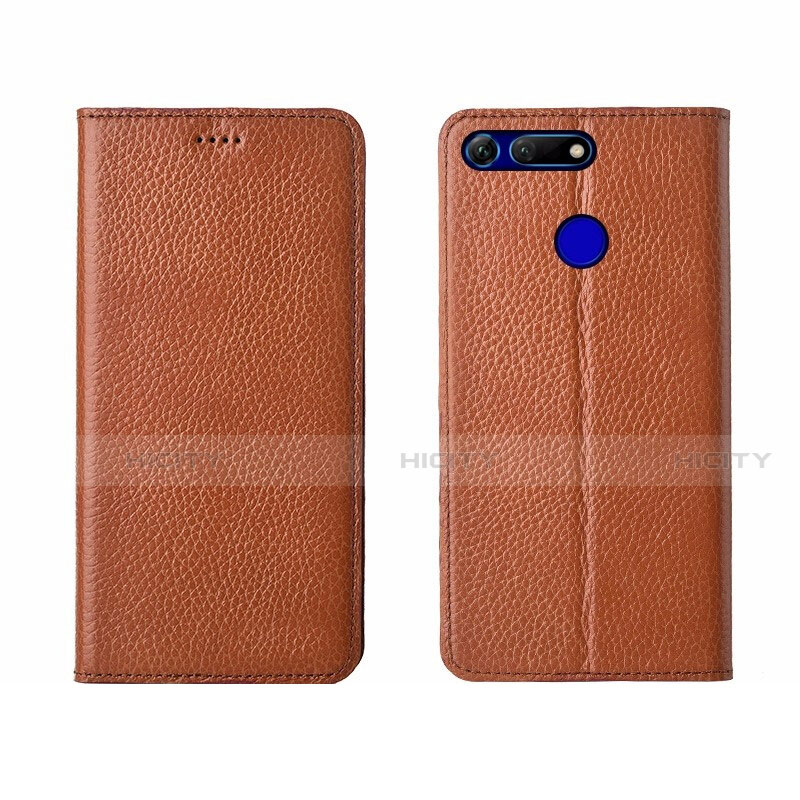 Coque Portefeuille Livre Cuir Etui Clapet T09 pour Huawei Honor View 20 Orange Plus