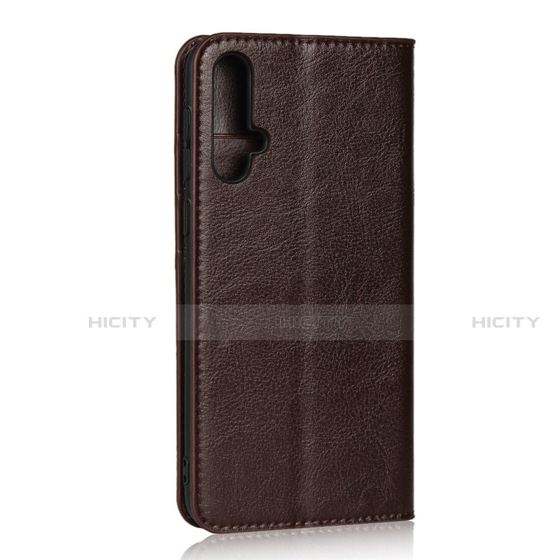 Coque Portefeuille Livre Cuir Etui Clapet T09 pour Huawei Nova 5 Marron Plus