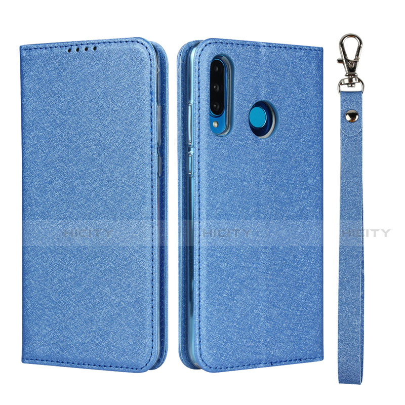 Coque Portefeuille Livre Cuir Etui Clapet T09 pour Huawei P30 Lite New Edition Bleu Plus