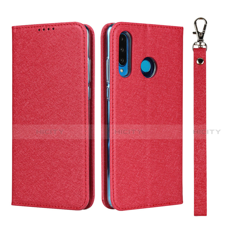 Coque Portefeuille Livre Cuir Etui Clapet T09 pour Huawei P30 Lite New Edition Rouge Plus