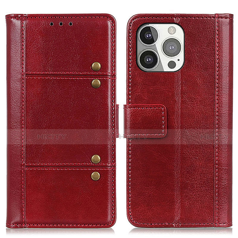 Coque Portefeuille Livre Cuir Etui Clapet T10 pour Apple iPhone 13 Pro Rouge Plus