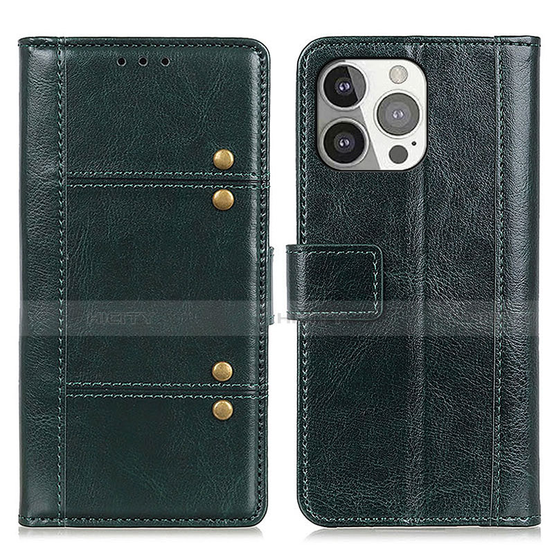 Coque Portefeuille Livre Cuir Etui Clapet T10 pour Apple iPhone 13 Pro Vert Plus