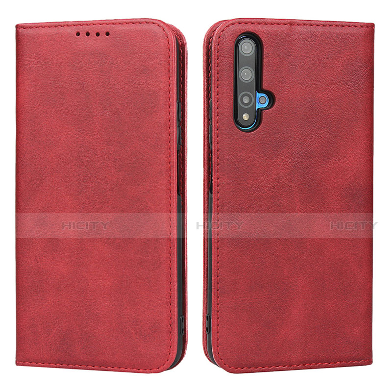 Coque Portefeuille Livre Cuir Etui Clapet T10 pour Huawei Honor 20 Rouge Plus