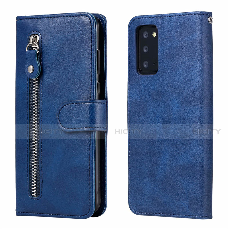 Coque Portefeuille Livre Cuir Etui Clapet T10 pour Samsung Galaxy Note 20 5G Bleu Plus