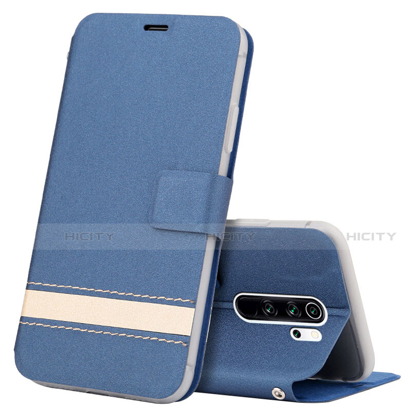 Coque Portefeuille Livre Cuir Etui Clapet T10 pour Xiaomi Redmi Note 8 Pro Bleu Plus