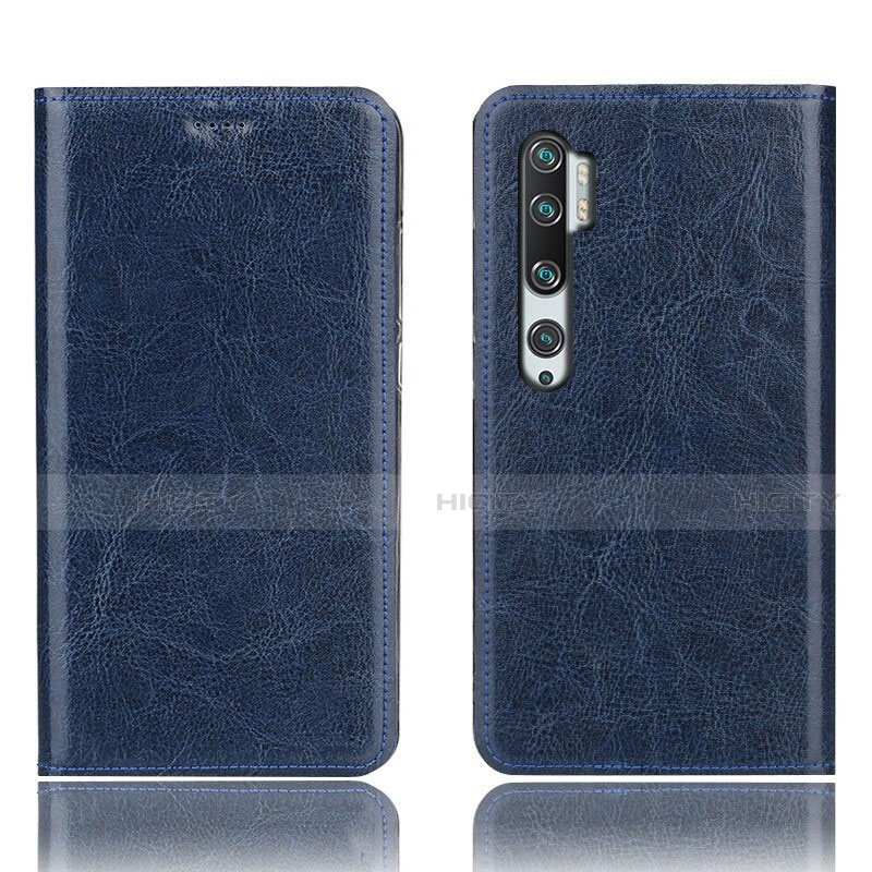 Coque Portefeuille Livre Cuir Etui Clapet T12 pour Xiaomi Mi Note 10 Bleu Plus