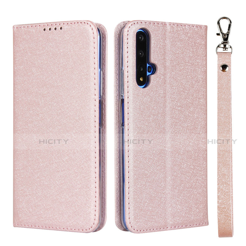 Coque Portefeuille Livre Cuir Etui Clapet T14 pour Huawei Honor 20 Or Rose Plus