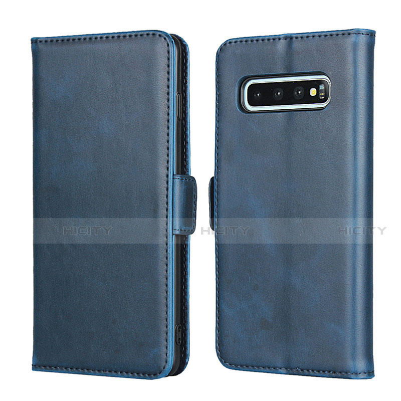 Coque Portefeuille Livre Cuir Etui Clapet T14 pour Samsung Galaxy S10 Plus Bleu Plus