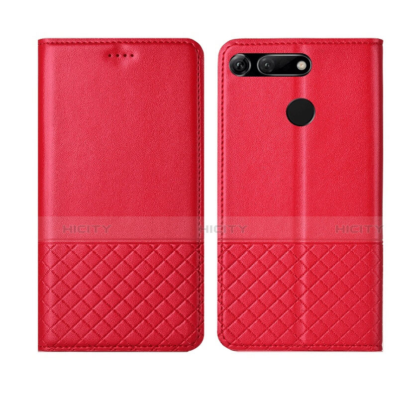 Coque Portefeuille Livre Cuir Etui Clapet T17 pour Huawei Honor View 20 Rouge Plus
