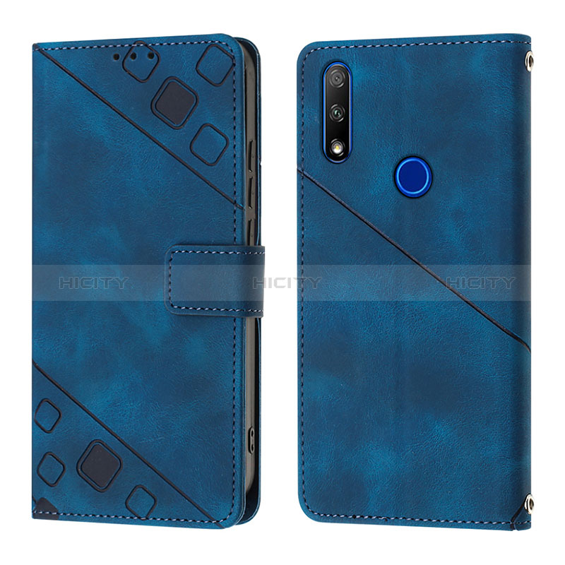 Coque Portefeuille Livre Cuir Etui Clapet Y01B pour Huawei Honor 9X Bleu Plus