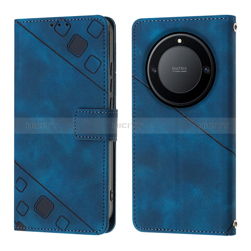 Coque Portefeuille Livre Cuir Etui Clapet Y01B pour Huawei Honor Magic5 Lite 5G Bleu Plus