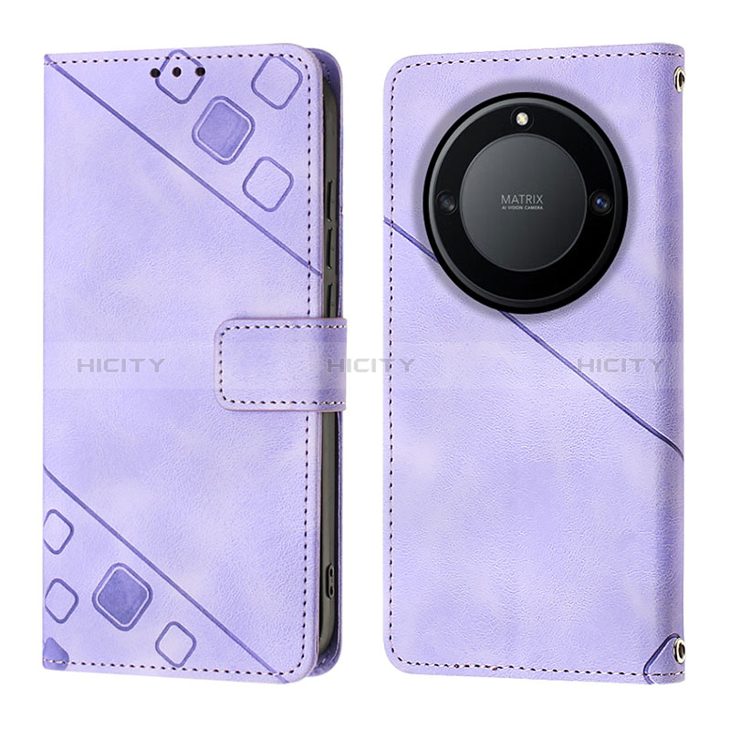 Coque Portefeuille Livre Cuir Etui Clapet Y01B pour Huawei Honor Magic5 Lite 5G Violet Plus