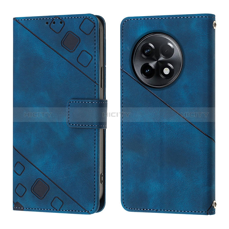 Coque Portefeuille Livre Cuir Etui Clapet Y01B pour OnePlus 11R 5G Bleu Plus