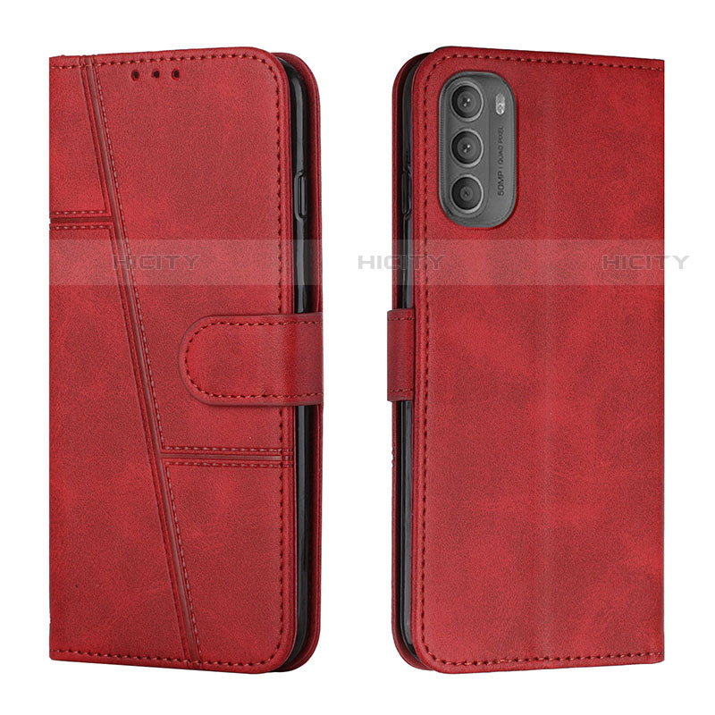 Coque Portefeuille Livre Cuir Etui Clapet Y01X pour Motorola Moto G51 5G Rouge Plus