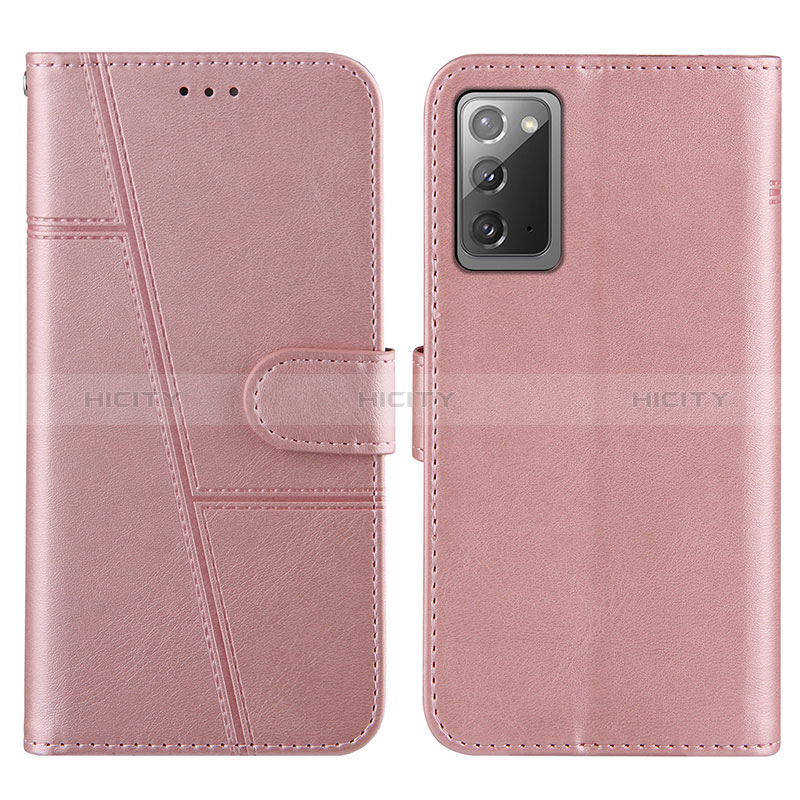 Coque Portefeuille Livre Cuir Etui Clapet Y01X pour Samsung Galaxy Note 20 5G Or Rose Plus