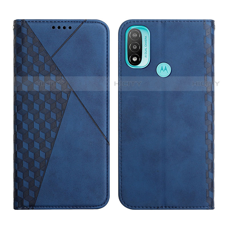 Coque Portefeuille Livre Cuir Etui Clapet Y02X pour Motorola Moto E20 Bleu Plus
