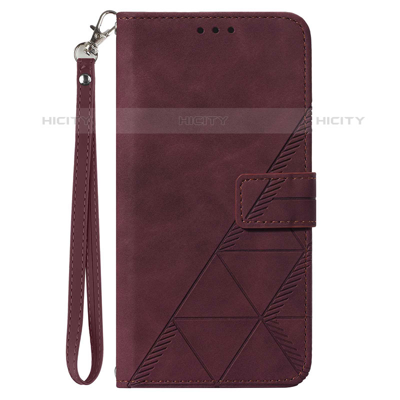 Coque Portefeuille Livre Cuir Etui Clapet Y03B pour Samsung Galaxy M22 4G Vin Rouge Plus