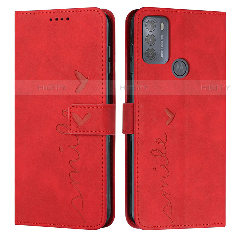 Coque Portefeuille Livre Cuir Etui Clapet Y03X pour Motorola Moto G50 Rouge Plus